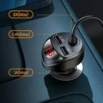 Cargador para auto 3 en 1 Micro/Tipo C/Lightning + 2 USB Negro USAMS CC119 - Imagen 2