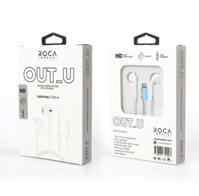 Manos Libres Stereo ROCA Out_U Lightning Negro (tipo iPhone) Universal - Imagen 5