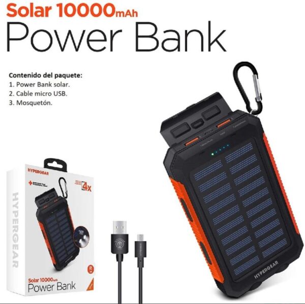 Power Bank Solar 10000 MAH (incluye linterna y brújula) - Imagen 2