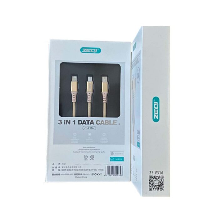 CABLE DE CARGA 3 EN 1: LIGHTNING, TIPO-C, MICRO USB (1.2M) - Imagen 1