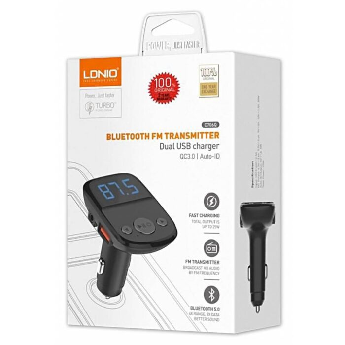 Cargador LDNIO para Auto con Bluetooth y 2 USB - Imagen 3