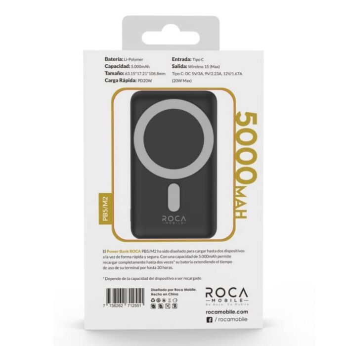 Power Bank Magnético ROCA PB5-2/MAG 5000mAh - Imagen 5