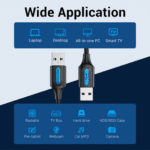 Cable USB 2.0-A Macho/Macho / 1.5M / Negro Vention - Imagen 2