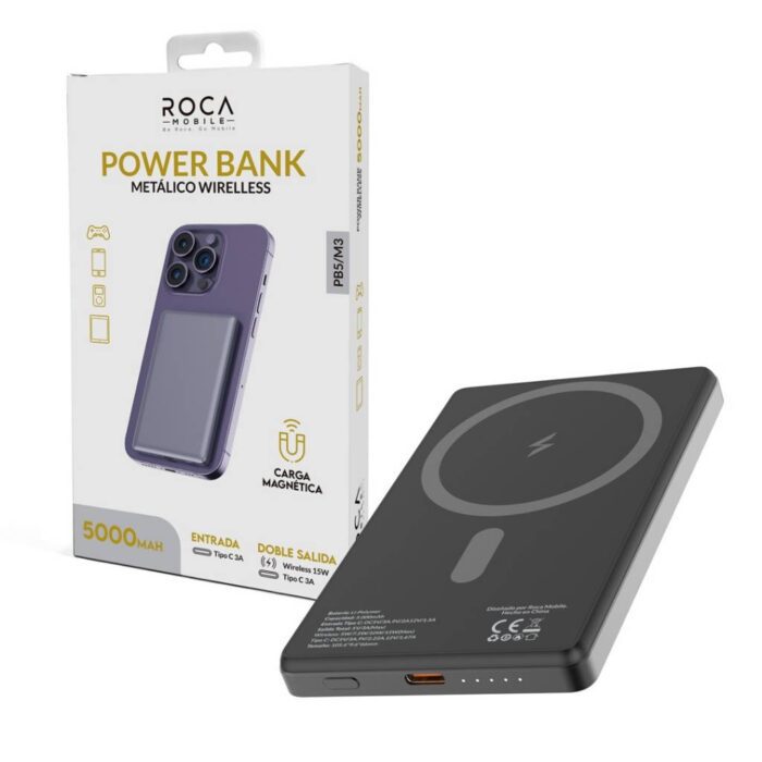 Power Bank ROCA PB5/M3: 5.000mAh con Carga Magnética y USB-C - Imagen 1