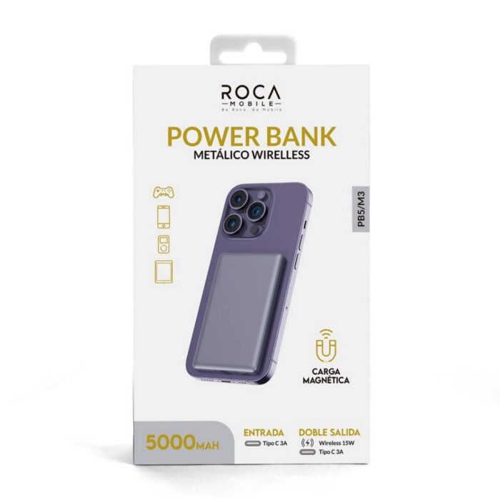 Power Bank ROCA PB5/M3: 5.000mAh con Carga Magnética y USB-C - Imagen 4