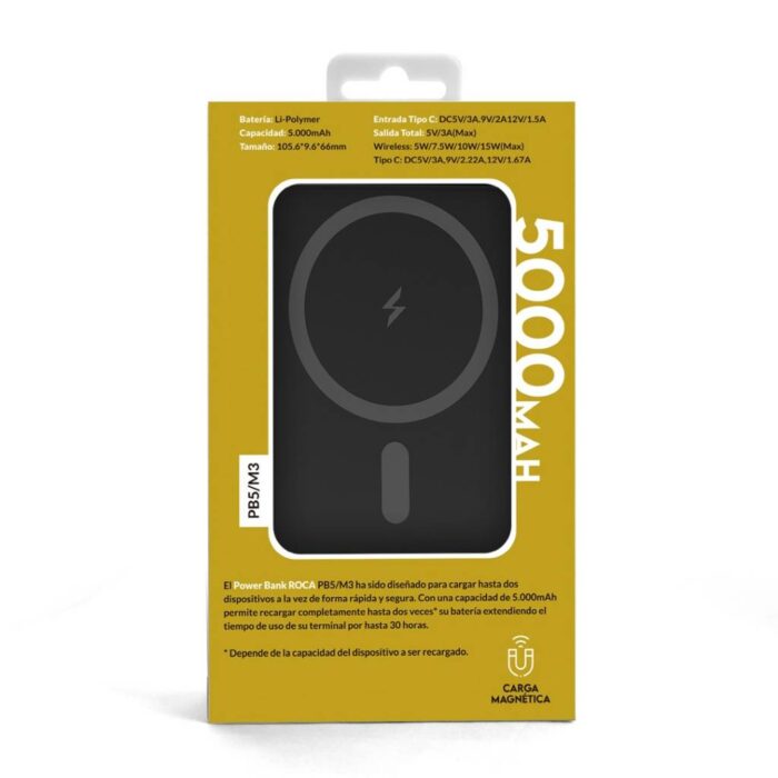 Power Bank ROCA PB5/M3: 5.000mAh con Carga Magnética y USB-C - Imagen 5