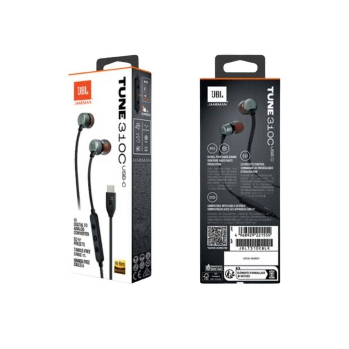 Manos Libres TUNE 310C Tipo C Negro JBL - Imagen 1