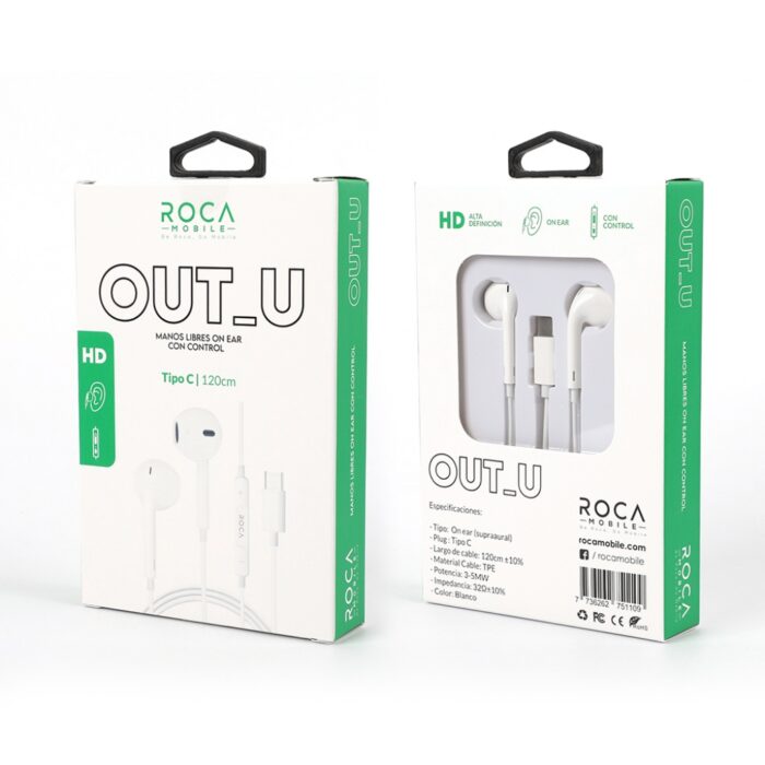 Auriculares Roca Out-U Tipo-C Blanco - Imagen 2
