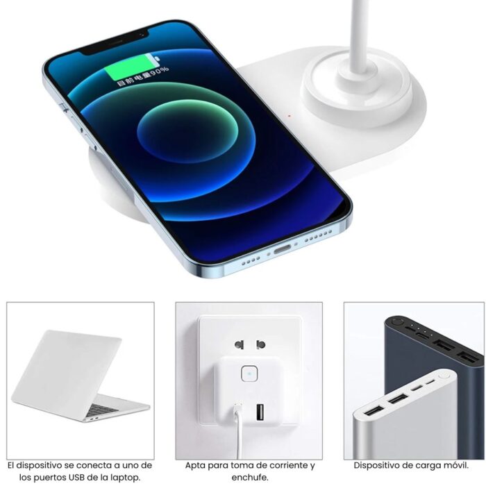 Lámpara LED con Cargador Inalámbrico de 15W HT-510 - Imagen 3