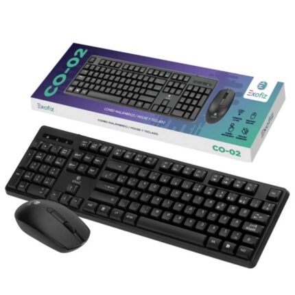 Combo Inalámbrico Teclado y Mouse 2.4GHz Negro Exofiz