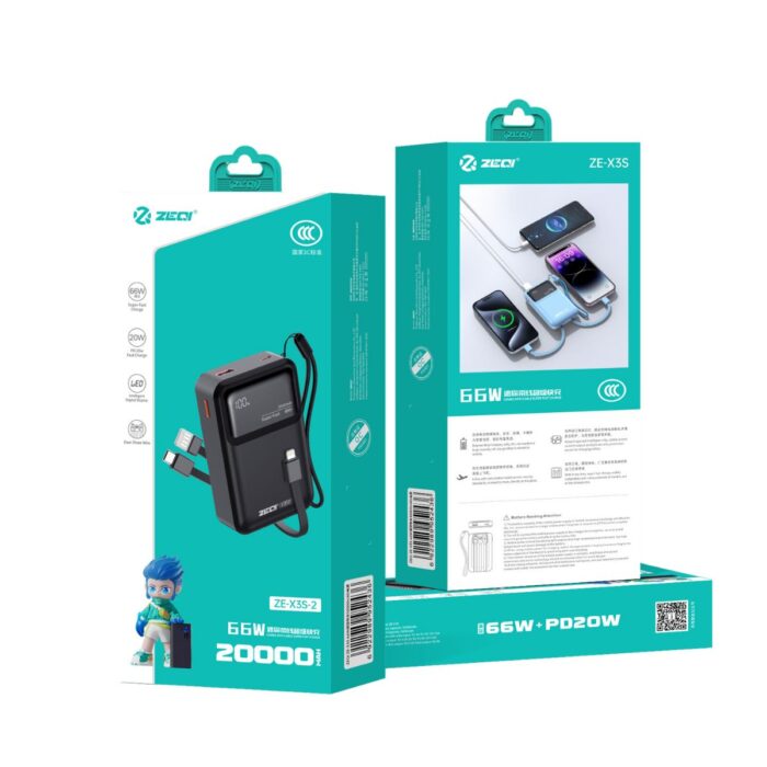 Power Bank ZEQI 10.000mAh con Carga Super Rápida y Cables Integrados - Imagen 2